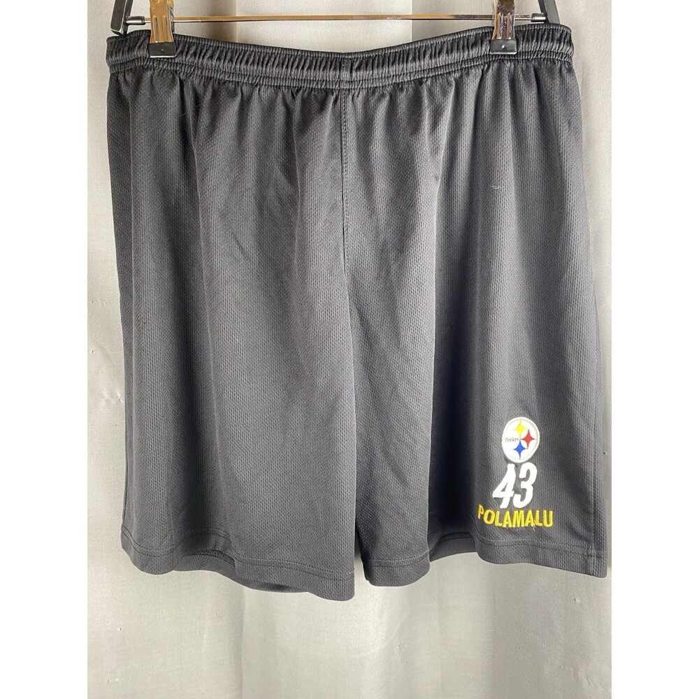 NFL Pittsburgh Steelers #43 Polamalu Mens Sz M Black Shorts Drawstring Waist
